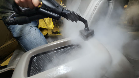 steam cleaning car interior